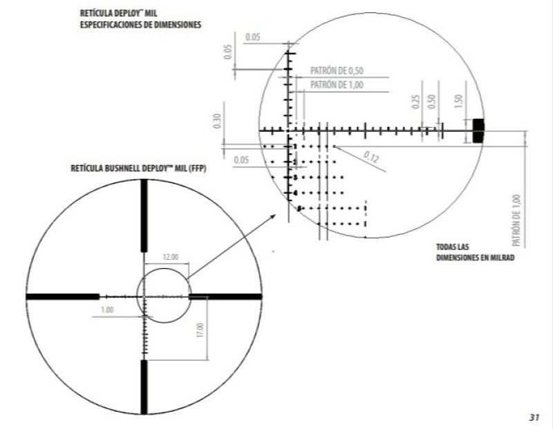 BUSHNELL NITRO 6-24x50 Deploy MIL FFP Retícula